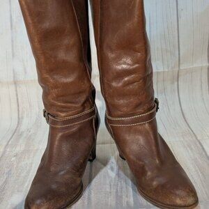 Alaskan Brown Leather Heeled Mid-Calf Boots Women's 7.5 Made in Canada